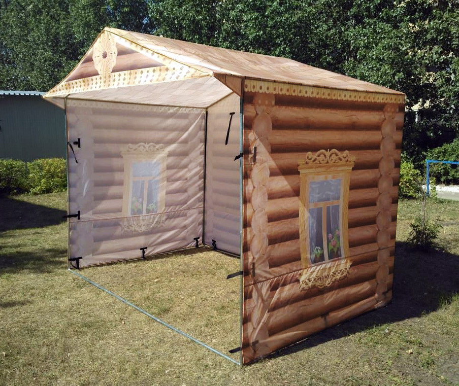Рекламная палатка с печатью домик-избушка
